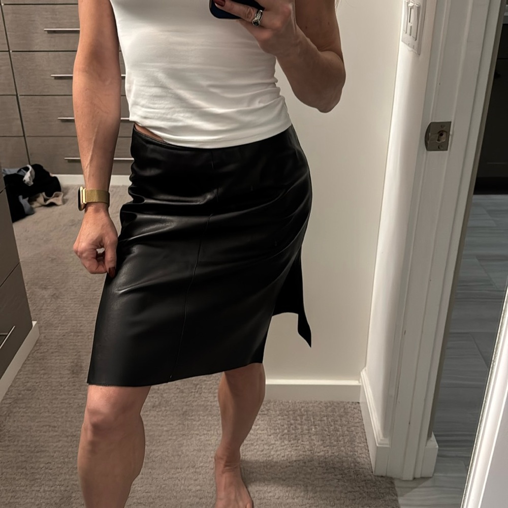 Black leather skirt with slits vintage